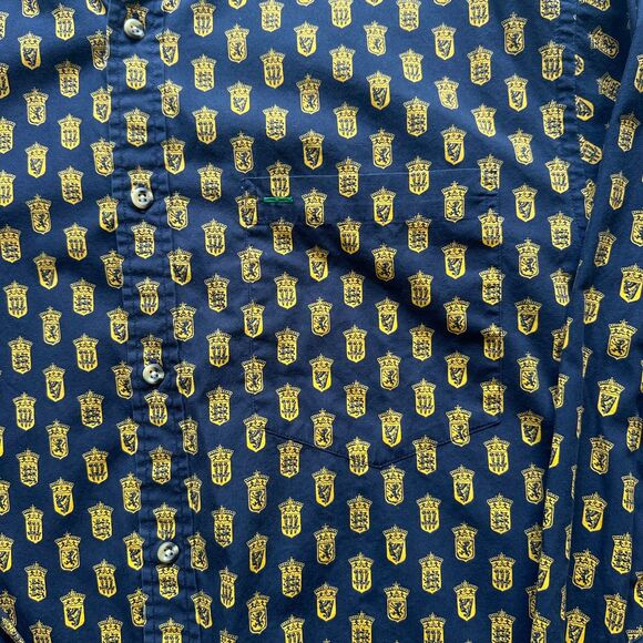 RARE 90s Tommy Hilfiger Shirt Fraternity Style Ivy League AOP VINTAGE Size M - Picture 7 of 10